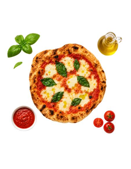 Pizza margherita con olio e pomodorini